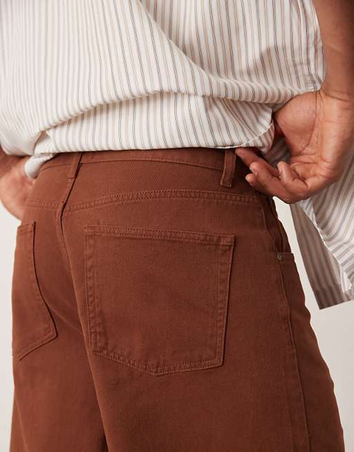 ASOS DESIGN Long Length Denim Jort In Brown