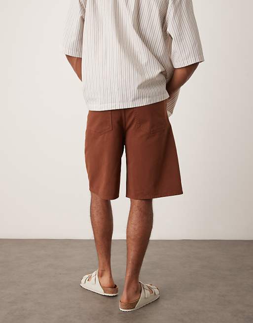 ASOS DESIGN Long Length Denim Jort In Brown