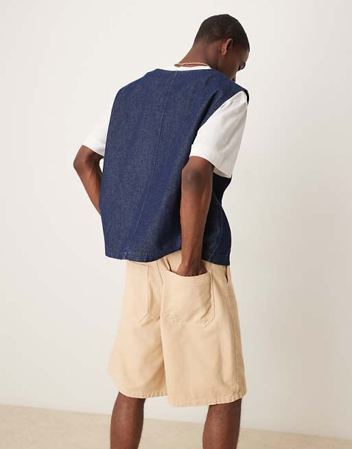 ASOS DESIGN Long Length Pleated Shorts In Beige
