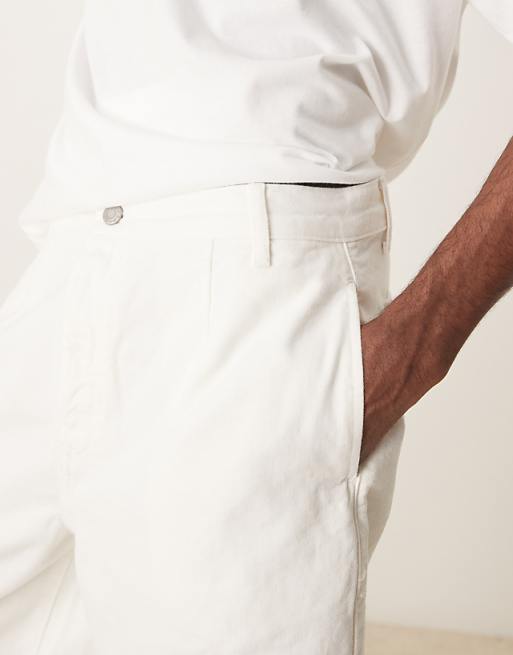 ASOS DESIGN Long Length Pleated Shorts In Stone