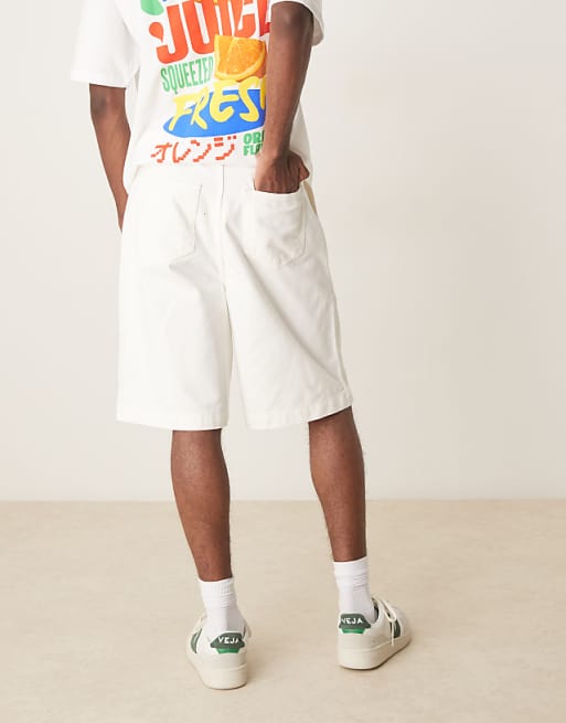 ASOS DESIGN Long Length Pleated Shorts In Stone