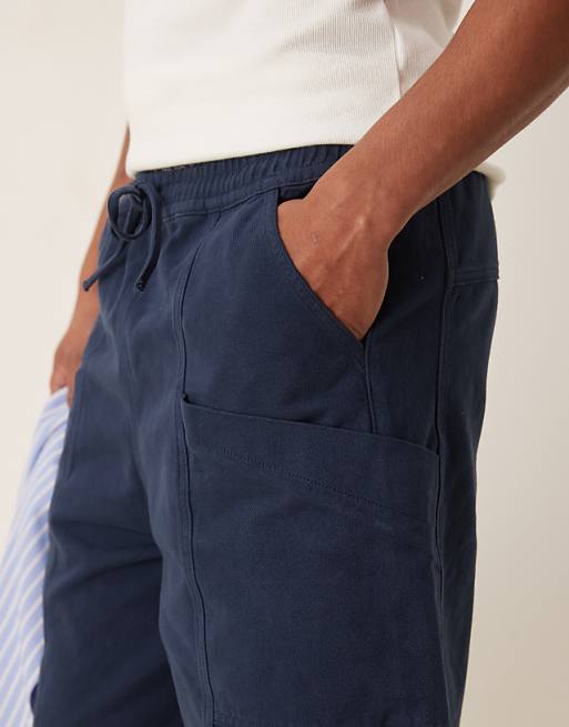 ASOS DESIGN Long Length Pull On Cargo Shorts In Navy