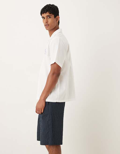ASOS DESIGN Long Length Pull On Shorts In Navy Pinstripe