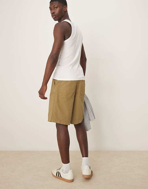 ASOS DESIGN Long Length Shorts In Olive Green