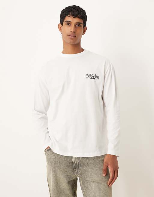 ASOS DESIGN Long Sleeve Relaxed T-shirt With Fruit Bubble Print In White