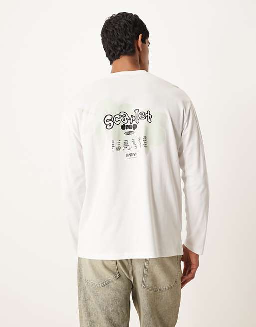 ASOS DESIGN long sleeve relaxed t-shirt with fruit bubble print in white