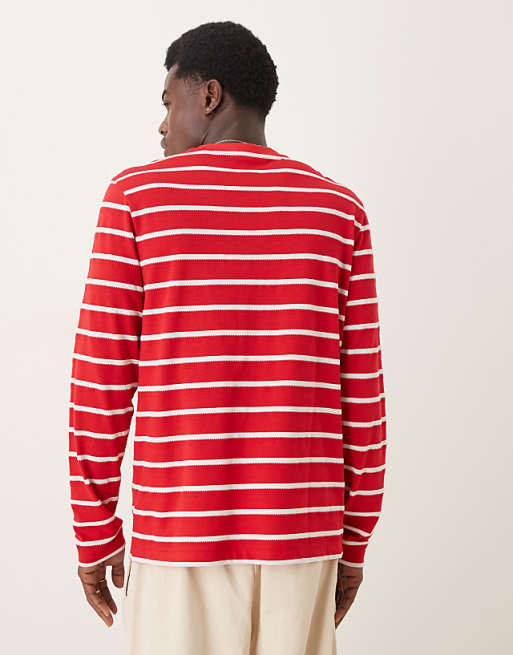 ASOS DESIGN Long Sleeve T-shirt In Red And White Stripe