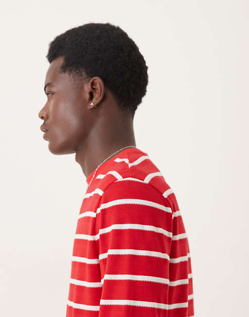 ASOS DESIGN Long Sleeve T-shirt In Red And White Stripe