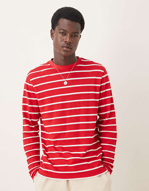 ASOS DESIGN long sleeve t-shirt in red and white stripe