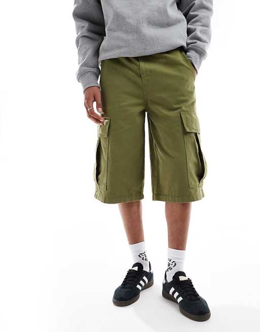 ASOS DESIGN Longer Length Cargo Shorts In Khaki