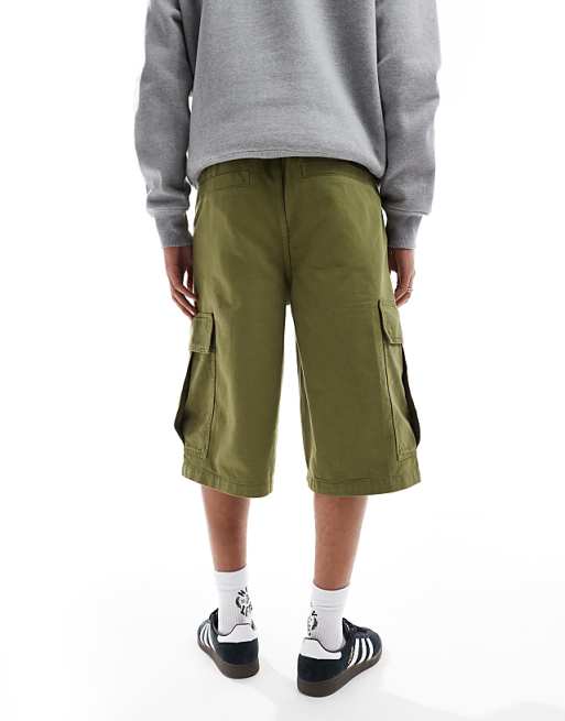 ASOS DESIGN Longer Length Cargo Shorts In Khaki