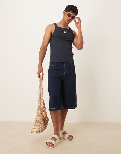 ASOS DESIGN Longer Length Denim Jort In Indigo