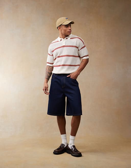 ASOS DESIGN longer length denim jort in indigo
