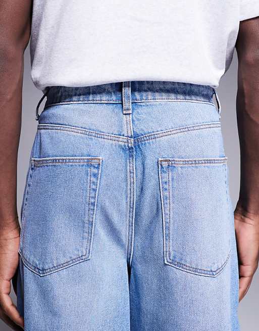 ASOS DESIGN Longer Length Denim Jort In Light Wash Blue