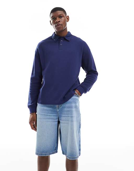 ASOS DESIGN Longer Length Denim Jort In Light Wash Blue