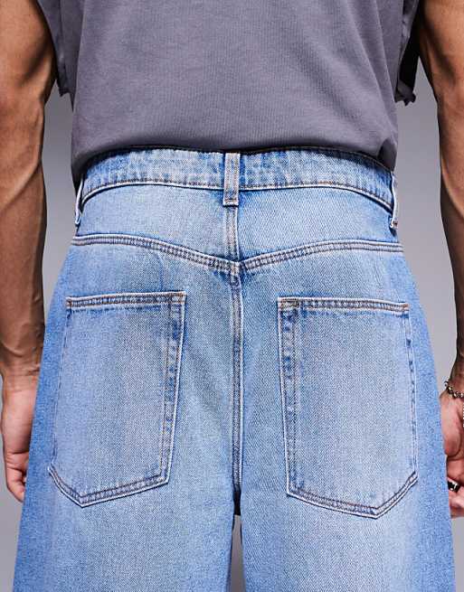 ASOS DESIGN Longer Length Denim Jort In Light Wash Blue