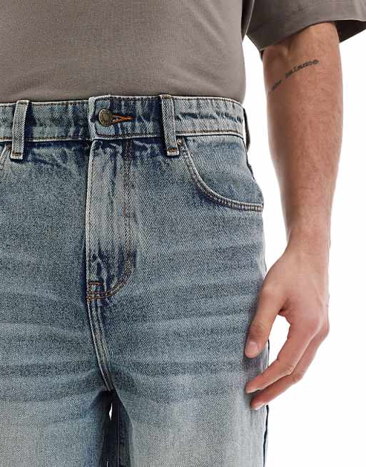 ASOS DESIGN Longer Length Denim Jort In Light Wash Blue With Tint