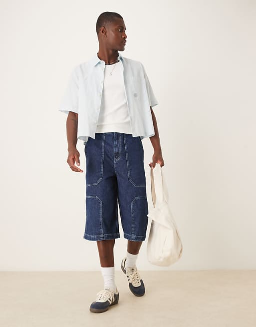ASOS DESIGN longer length denim jort in raw wash