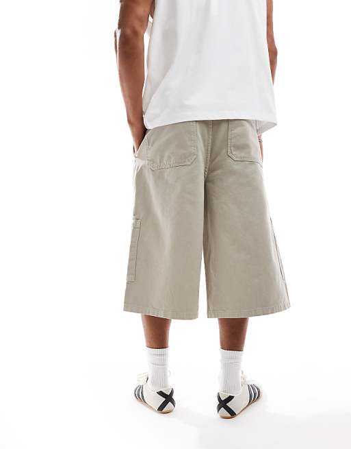 ASOS DESIGN Longer Length Pull On Cargo Shorts In Grey