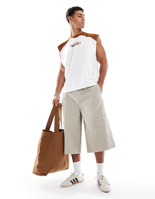 ASOS DESIGN Longer Length Pull On Cargo Shorts In Grey