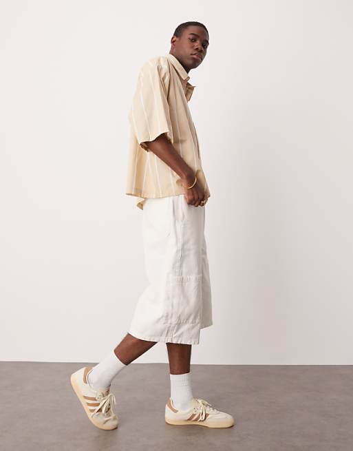 ASOS DESIGN longer length pull on cargo shorts in white