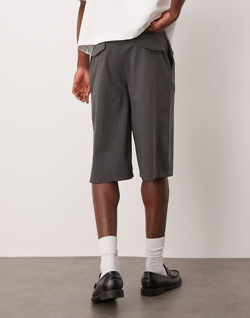 ASOS DESIGN Longline Wide Leg Short In Khaki
