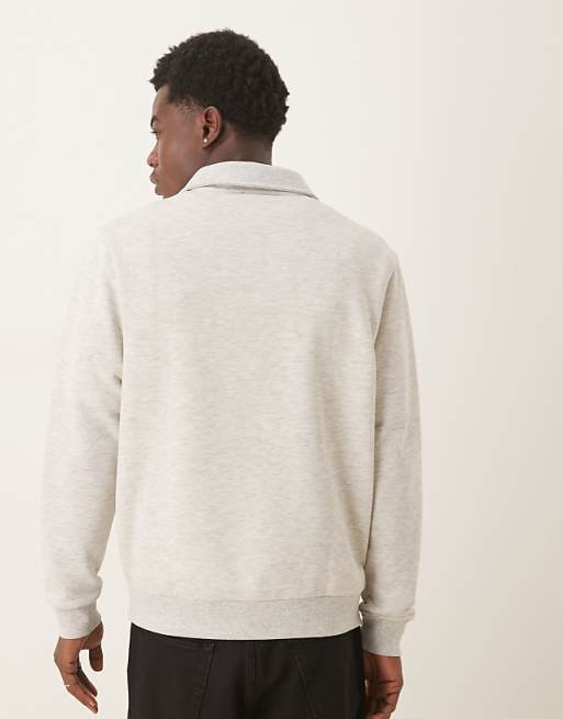 ASOS DESIGN Loopback Sweatshirt With Zip In Stone