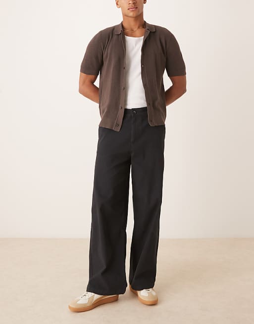 ASOS DESIGN loose chinos in black