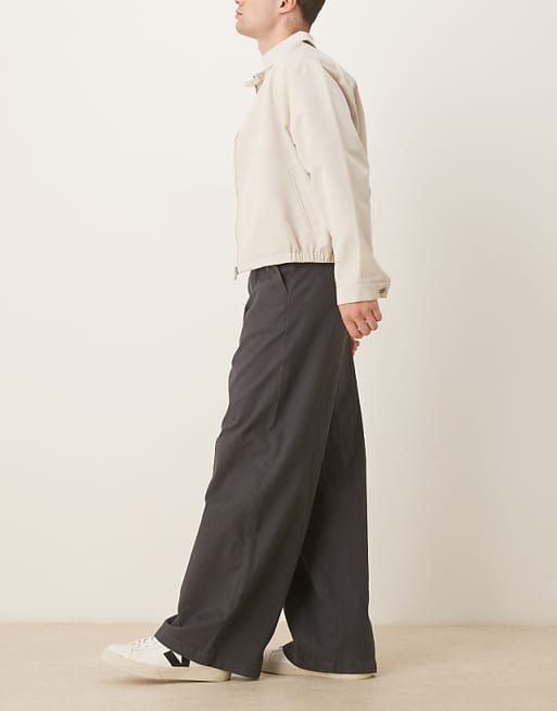 ASOS DESIGN Loose Chinos In Charcoal
