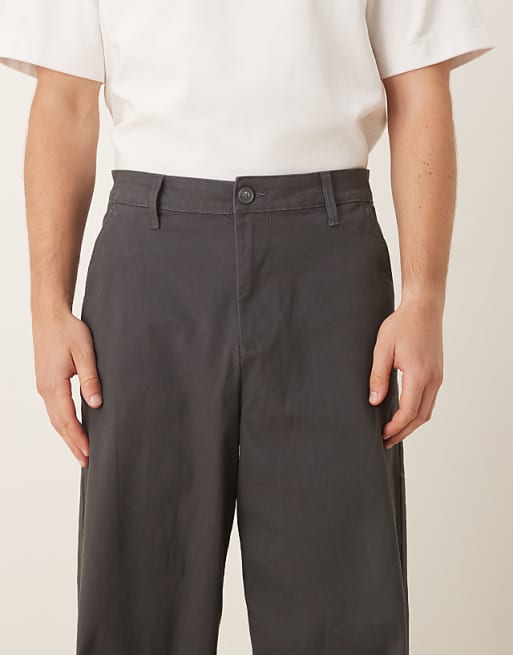 ASOS DESIGN Loose Chinos In Charcoal