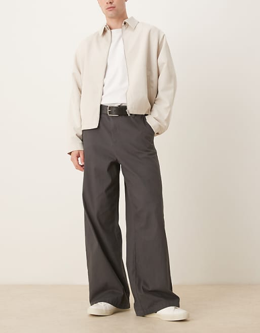 ASOS DESIGN loose chinos in charcoal