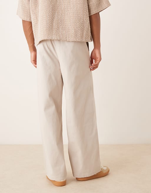 ASOS DESIGN Loose Chinos In Stone