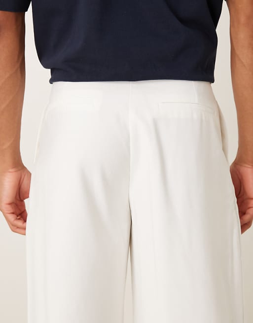 ASOS DESIGN Loose Fit Trousers With Deep Pleat Detail In White