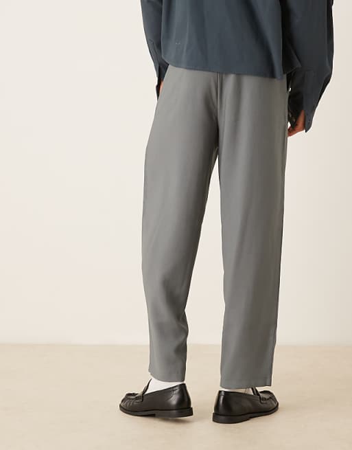 ASOS DESIGN Loose Skater Fit Smart Trousers In Grey
