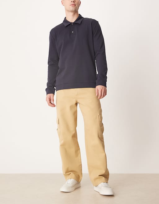 ASOS DESIGN Loose Straight Cargo Trousers In Beige