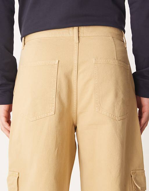 ASOS DESIGN Loose Straight Cargo Trousers In Beige