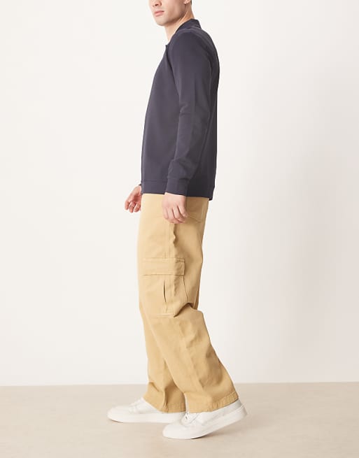 ASOS DESIGN loose straight cargo trousers in beige