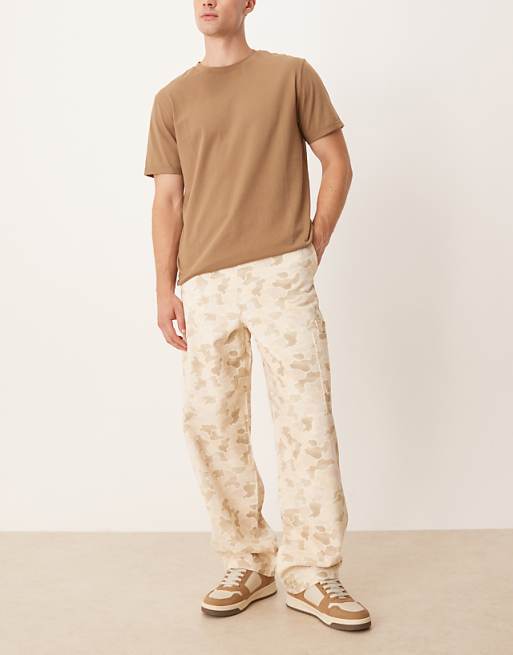 ASOS DESIGN Loose Straight Cargo Trousers In Camo