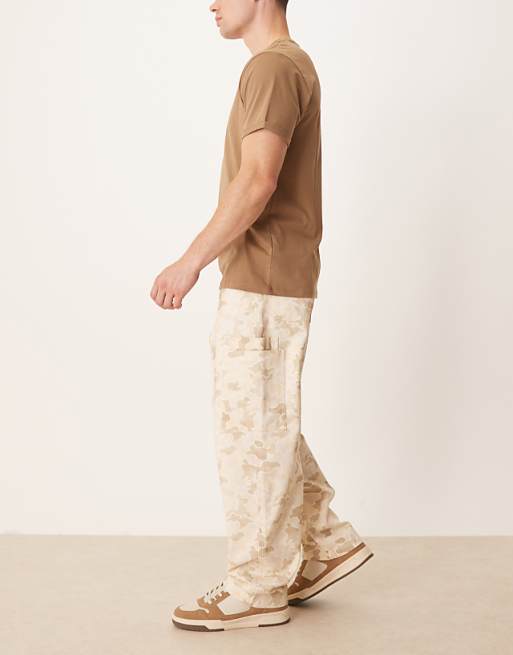 ASOS DESIGN Loose Straight Cargo Trousers In Camo