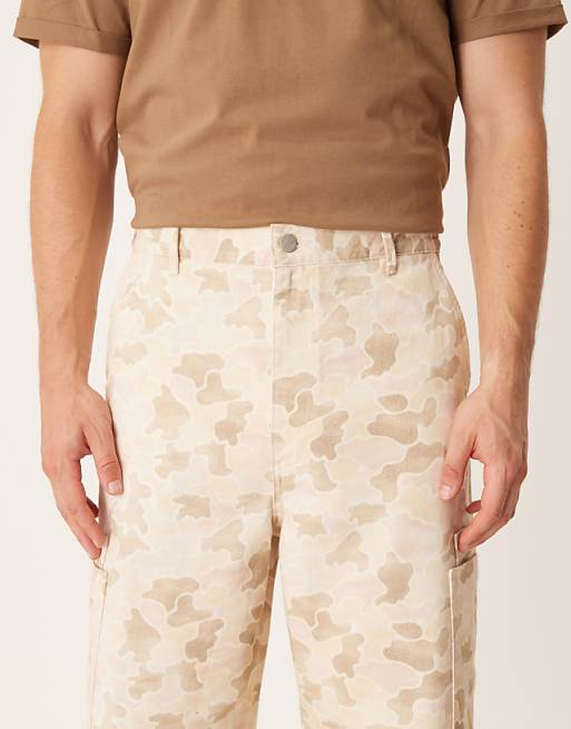 ASOS DESIGN Loose Straight Cargo Trousers In Camo