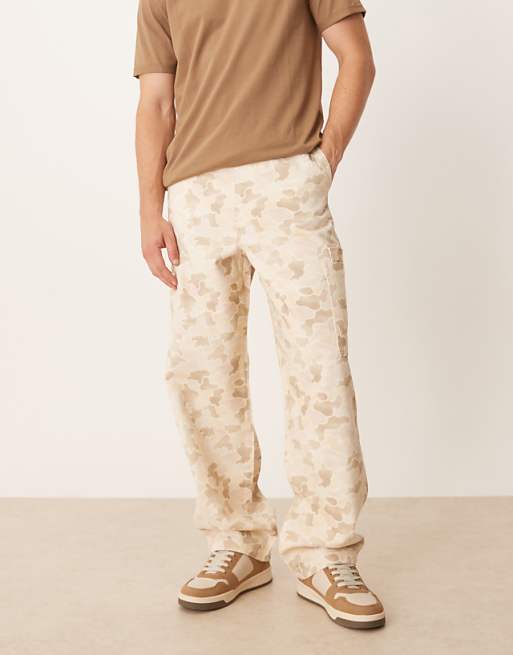 ASOS DESIGN loose straight cargo trousers in camo