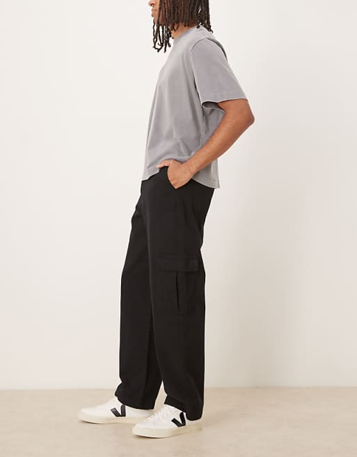 ASOS DESIGN Loose Straight Cargos In Black