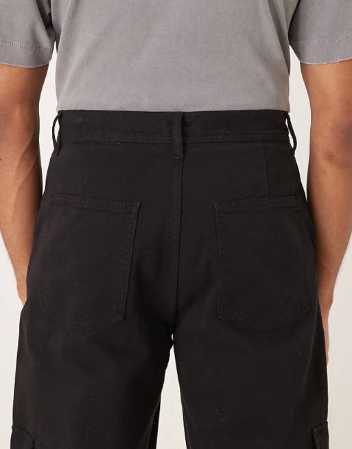 ASOS DESIGN Loose Straight Cargos In Black