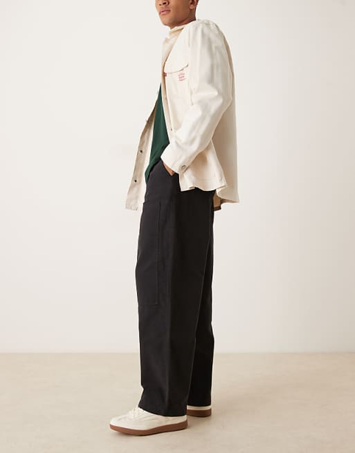 ASOS DESIGN Loose Straight Carpenter Trousers In Black