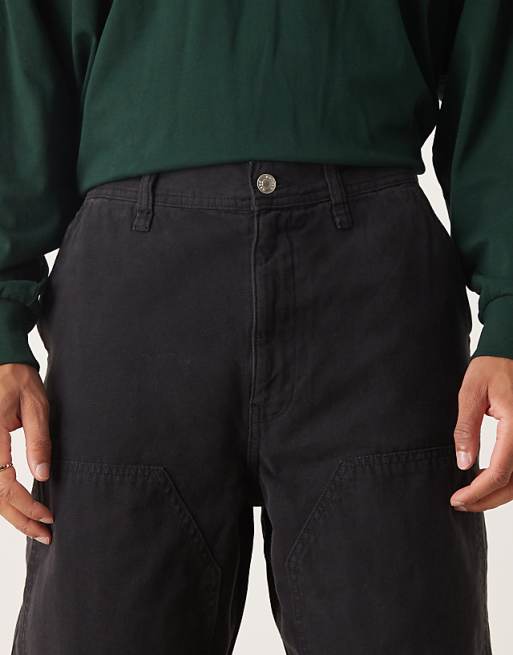 ASOS DESIGN Loose Straight Carpenter Trousers In Black