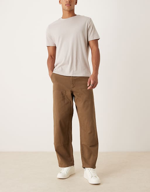 ASOS DESIGN Loose Straight Carpenter Trousers In Brown