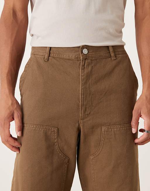 ASOS DESIGN Loose Straight Carpenter Trousers In Brown