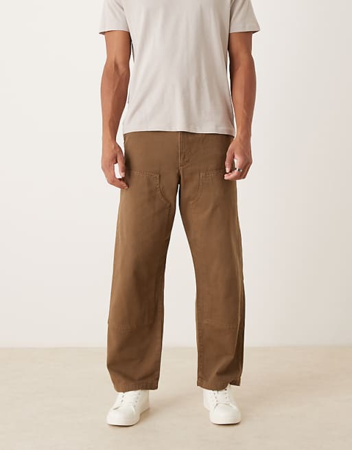 ASOS DESIGN loose straight carpenter trousers in brown