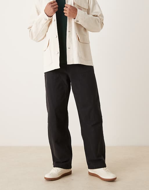 ASOS DESIGN loose straight carpenter trousers in black
