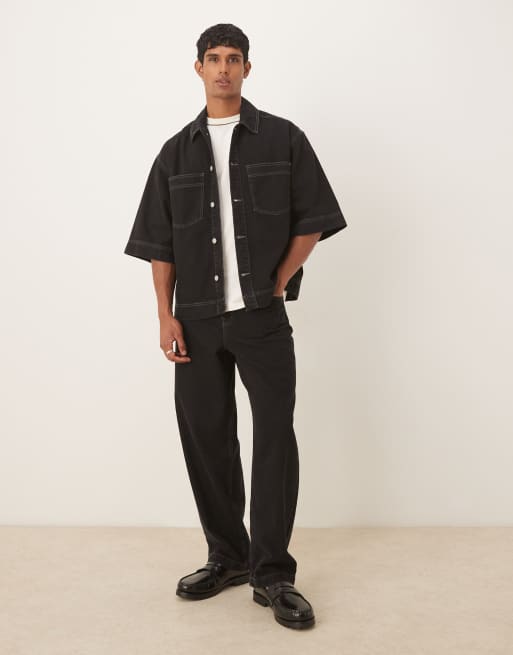 ASOS DESIGN Loose Straight Co-ord In Black